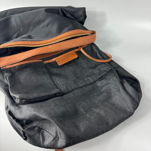 Michael Kors Kempton Black Nylon Brown Leather Accents Hobo/Shoulder/Crossbody - Picture 9 of 14